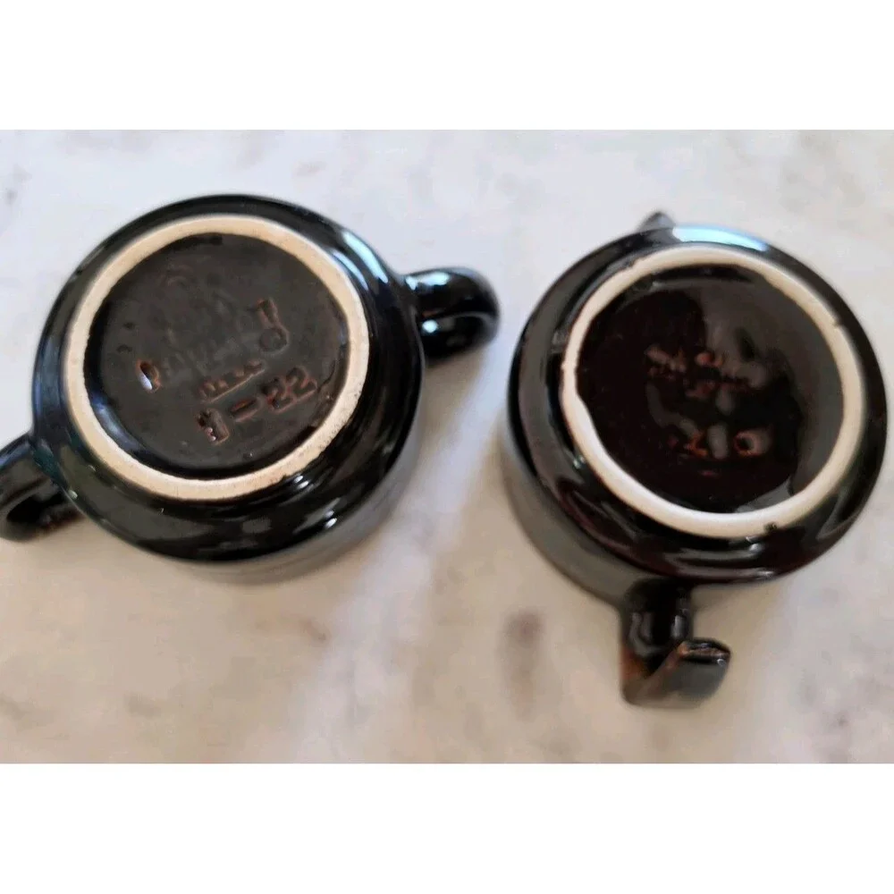 Vintage Pfaltzgraff Gourmet Brown Drip Stoneware Creamer & Sugar Bowl 22 24 USA